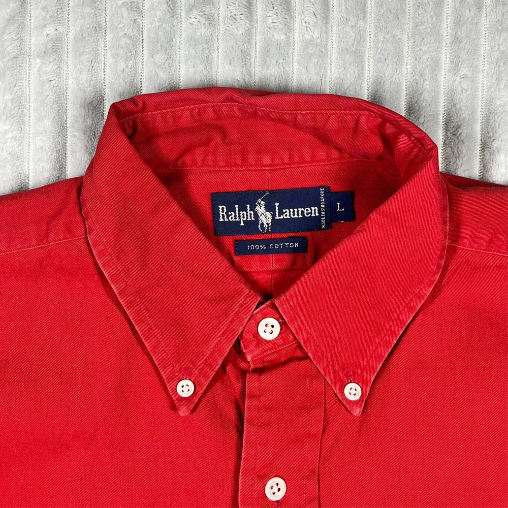 Ralph Lauren Button Down Shirt Men's L Polo Crest Classic Preppy Academia *Flaws - Picture 3 of 11